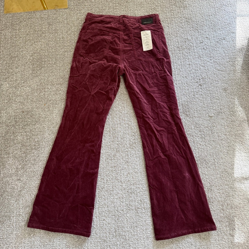 NWT Current Elliott Side Street Flare Corduroy Pants Claret Burgundy 30 Velvet - Picture 9 of 11